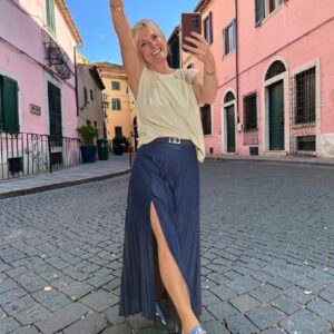 Rok: Jeanslook plissé maxi rok