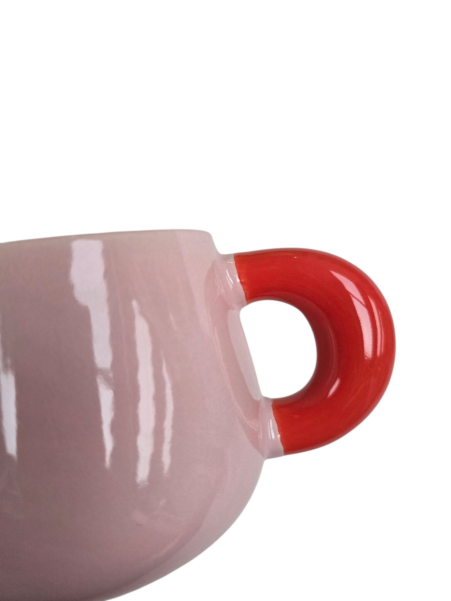 mok: groot, uniek handvat, roze en rood combinatie - Afbeelding 3