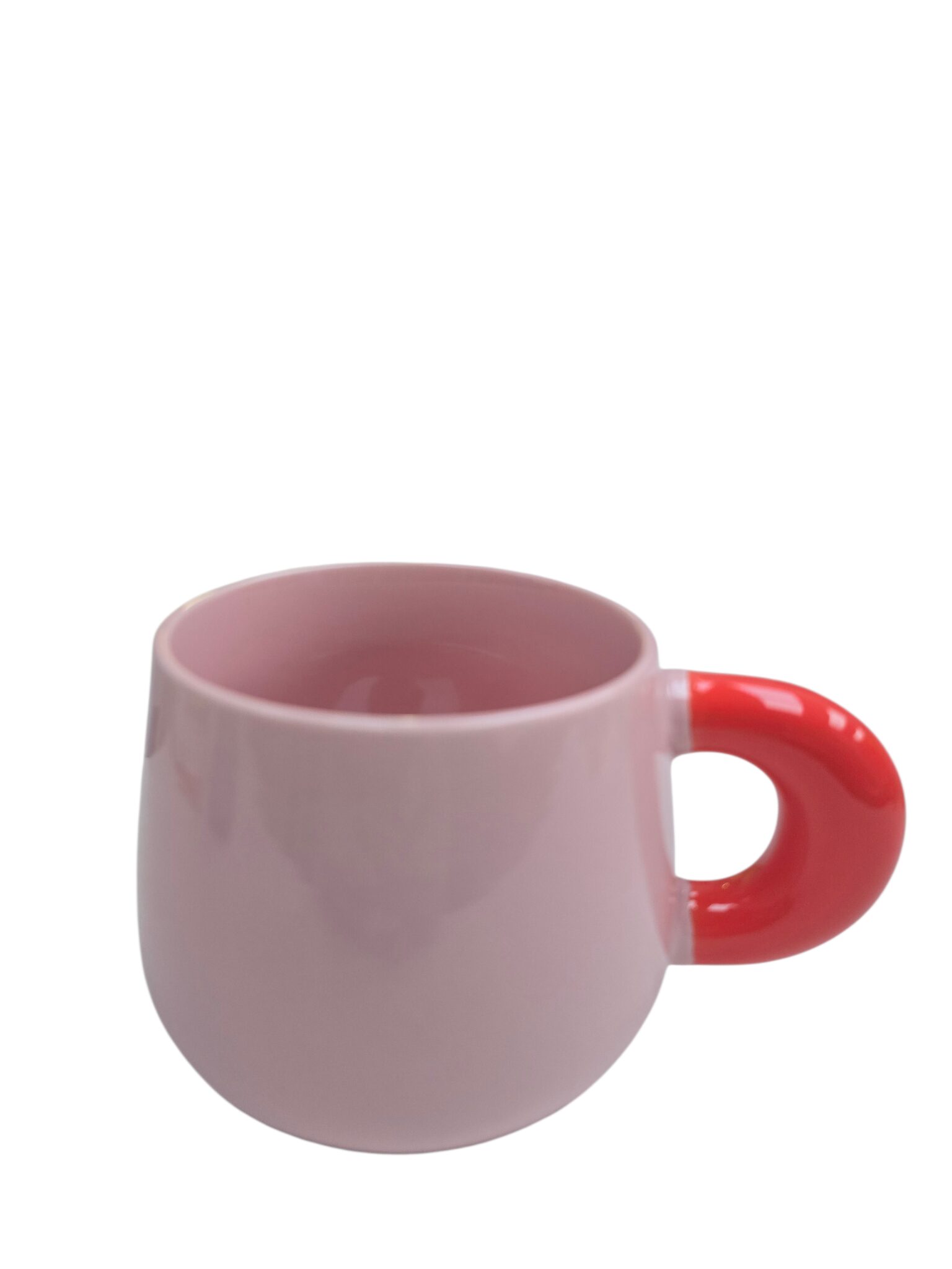 mok: groot, uniek handvat, roze en rood combinatie - Afbeelding 2