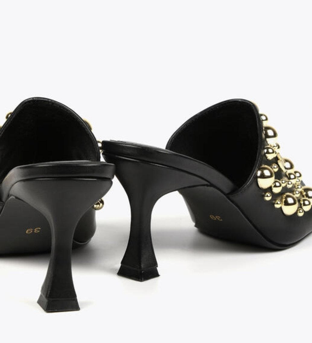 Schoenen: slipper leder lolacasademunt zwart met studs - Afbeelding 3