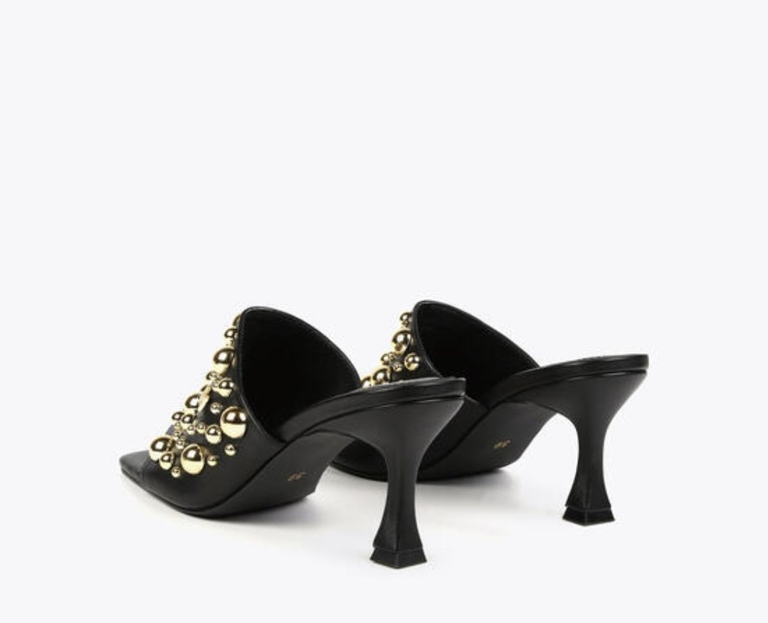 Schoenen: slipper leder lolacasademunt zwart met studs - Afbeelding 5
