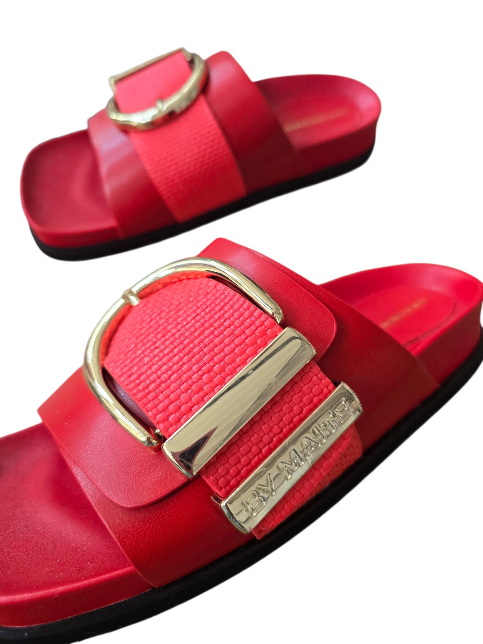 Slippers: lolacasademunt rood met gouden details - Afbeelding 2