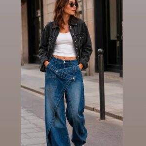 Jeans met ruime pasvorm en vooraan speciale afwerking