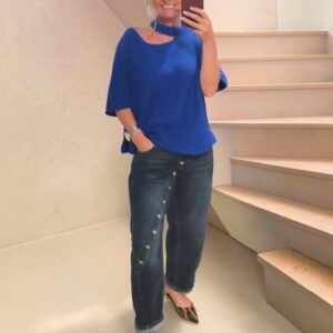 Trui met choker halslijn in mooi blauw TU