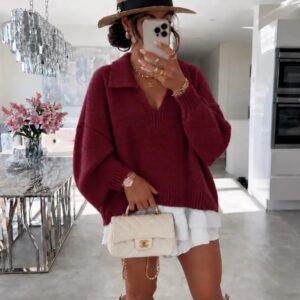 Trui bordeaux Tu oversized  model