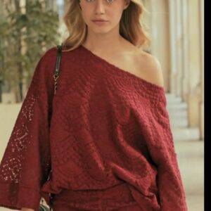 Blouse bordeaux met brede mouwen