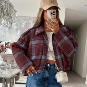 jas/blouse bomberjack met ruiten