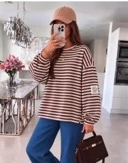 trui oversized gestreept chocolate